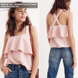 Madewell Texture & Thread Tiered Pink Tank